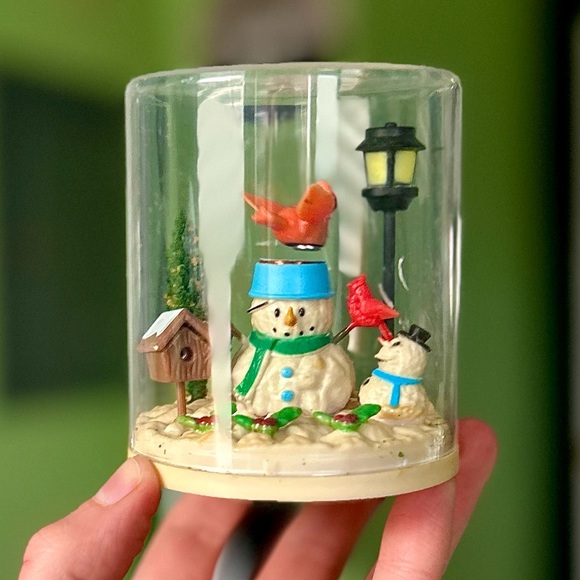 Other - Vintage Encased Winter Snowman With Bird & Lamp Post Festive Decorative Art 3D